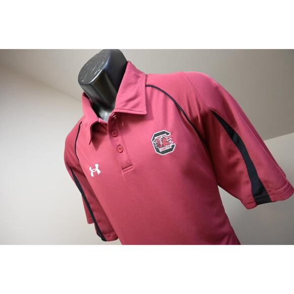 Under Armour Golf Polo HeatGear Carolina Gamecocks Athletic Shirt Mens Sz Large - Picture 1 of 10